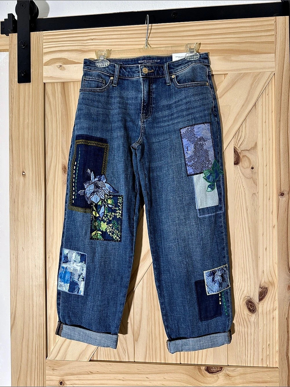 Chico's Boyfriend Crop Patchwork Crop Jeans Waist 00 NWT